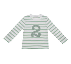 Bob & Blossom - Seafoam & White Stripped Number 2 T-Shirt
