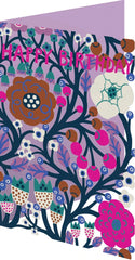 Roger La Borde Lasercut Purple Blossoms Birthday