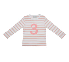 Bob & Blossom - Dusty Pink & White Striped Number 3 T-Shirt