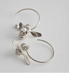 Alex Monroe Flying Bee with Pearl Hoop Earrings
