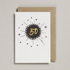 Petra Boase Age 50 Embroidered Card - Black