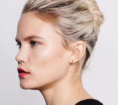 Matthew Calvin Small Meteorite Bar Stud Earrings - Rose Gold