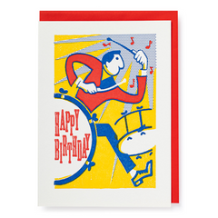 Letterpress Happy Birthday Drummer Card