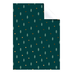 Stewo Giftwrap Sheet- Dark Green with Christmas Trees