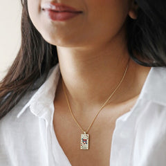 Lisa Angel - Enamel Love Tarot Card Style Necklace in Gold
