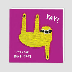 Sloth Sequin Card - Redback Cards