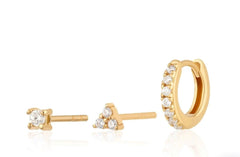 Scream Pretty - Set of 3 Gold Plated Trinity Earrings