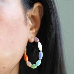 Lisa Angel - Colourful Glass Beaded Hoop Earrings