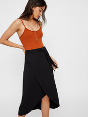 Pieces Elonora Midi Wrap Skirt - Black