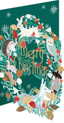 Roger La Borde Lasercut Card Christmas — Animal Wreath