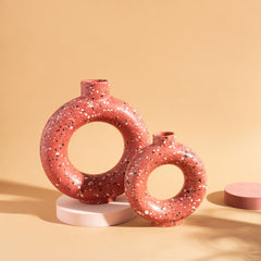 Sass & Belle Brick Red Speckled Circle Vase Small