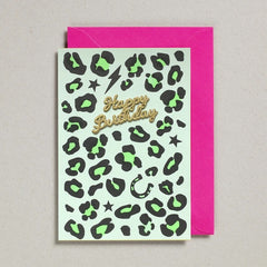 Petra Boase Leopard Green Birthday Card
