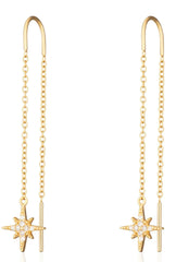 Scream Pretty - Gold Plated Starburst Threader Earrings