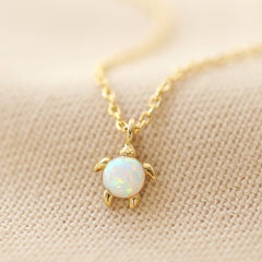 Lisa Angel Necklace - 14ct Gold Plated Opal Turtle Necklace
