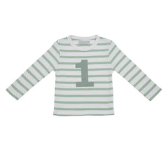 Bob & Blossom - Seafoam & White Stripped Number 1 T-Shirt