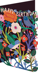 Roger La Borde Lasercut Birds in Forest Birthday Card