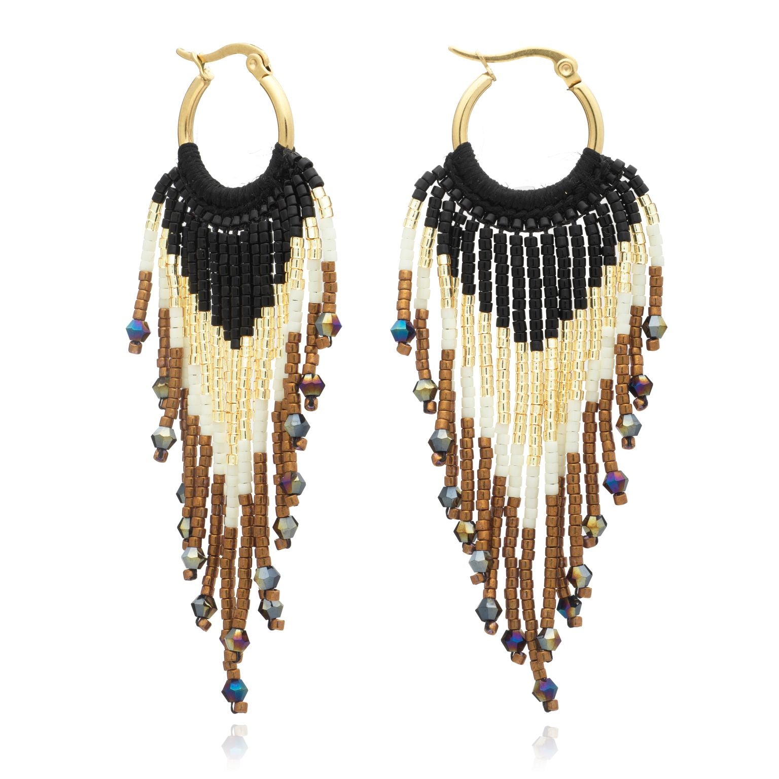 Azuni Small Lever Hoop Earrings With Delicate Fringe- Lynx