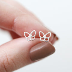 Lisa Angel - Sterling Silver Sparkle Cut Butterfly Stud Earrings