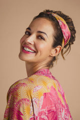 Powder Design - Elasticated Headband Tropical Toile in Pineapple and Raspberry