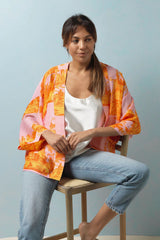 One Hundred Stars Roman Column Orange Kimono