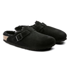 Birkenstock Boston Shearling - Suede Leather Black