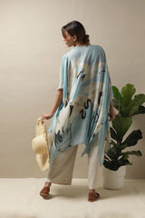 One Hundred Stars Stork Sky Blue Throwover
