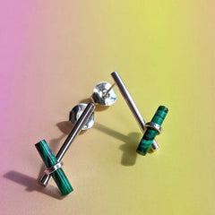 Vurchoo Malachite Drop Bar Studs - Trinidad & Tobago