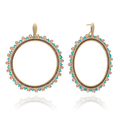 Azuni Large Bead And Crystal Hoop Earring - Orchid
