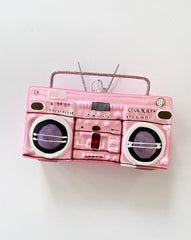 Retro Boombox Glass Ornament