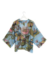 One Hundred Stars Eccentric Blooms Sky Blue Kimono