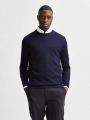 Selected Homme Town Merino Coolmax Knit Crew - Navy Blazer