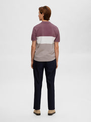 Selected Homme Mattis Knit Block Polo - Wistful Mauve/Fog