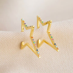 Lisa Angel Rainbow Crystal Star Outline Hoop Earrings