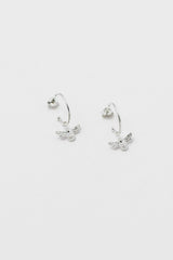 Estella Bartlett Bee Drop Hoop Earrings- Silver