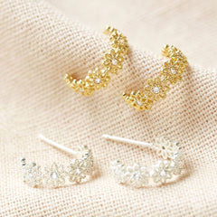 Lisa Angel - Crystal Daisy Hoop Earrings in Silver