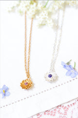 Amanda Coleman Gold Dahlia Necklace - Pink Tourmaline