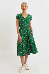 Louche Cathleen Cat Camo Print Midi Dress