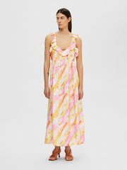 Selected Femme Aurelia Ruffled Ankle Dress - Blushing Bride