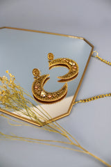 My Doris Beaded Moon Earrings - Gold