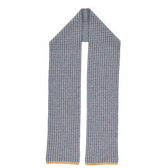 Catherine Tough Lambswool Scarf - Denim Blue and Grey Cross Pattern