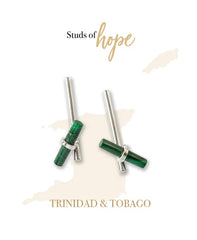 Vurchoo Malachite Drop Bar Studs - Trinidad & Tobago