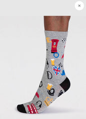 Thought Socks - Will Men's Organic Cotton London Socks Grey Marle