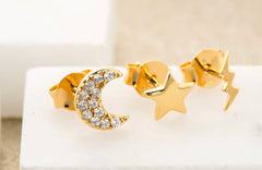 Scream Pretty - Set of 3 Gold Plated Celestial Earrings