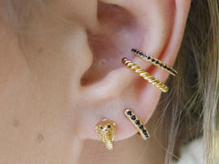 Scream Pretty - Gold Plated Cobra Snake Huggie Earrings