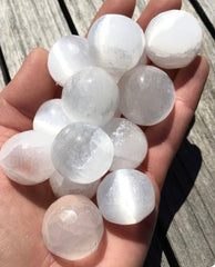 Lotus & Lapis Selenite Spheres