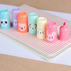 Rex London Mini Animal Faces Highlighter Pens - Set of 6