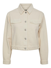Pieces Tessie Denim Jacket - Whitecap Grey/Cream