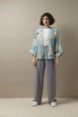 One Hundred Stars Stork Sky Blue Kimono