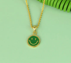 My Doris Enamel Smiley Face Pendant - Green