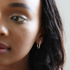 Lisa Angel - Gold Stainless Steel Stud and Crystal Chain Earrings